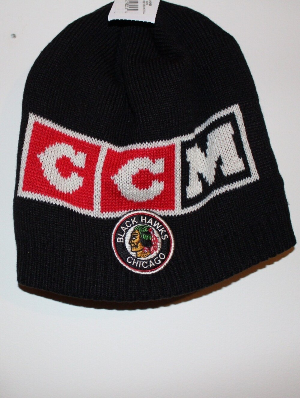 Chicago Blackhawks Black CCM Knit Beanie